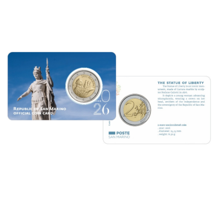 San Marino 2 EURO BU 2026 - 150th anniversary of the Statue of Liberty