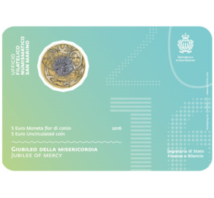 San Marino 5 EURO BU 2016 - Jubilee of Mercy