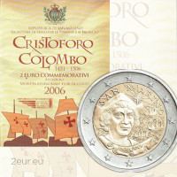 San Marino 2 eurot BU 2006 – Christopher Columbuse 500. surma-aastapäev
