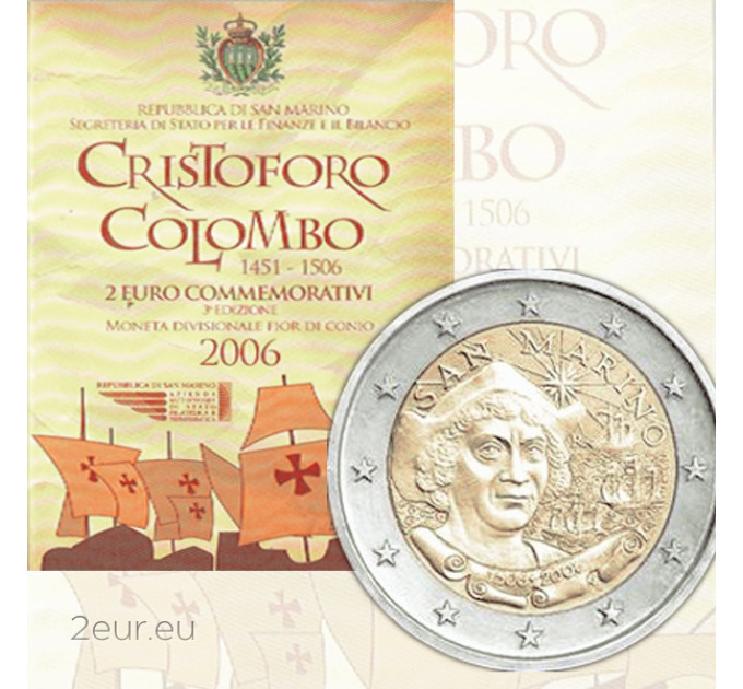San Marino 2 euro BU 2006 - 500th Anniversary of the Death of Christopher Columbus