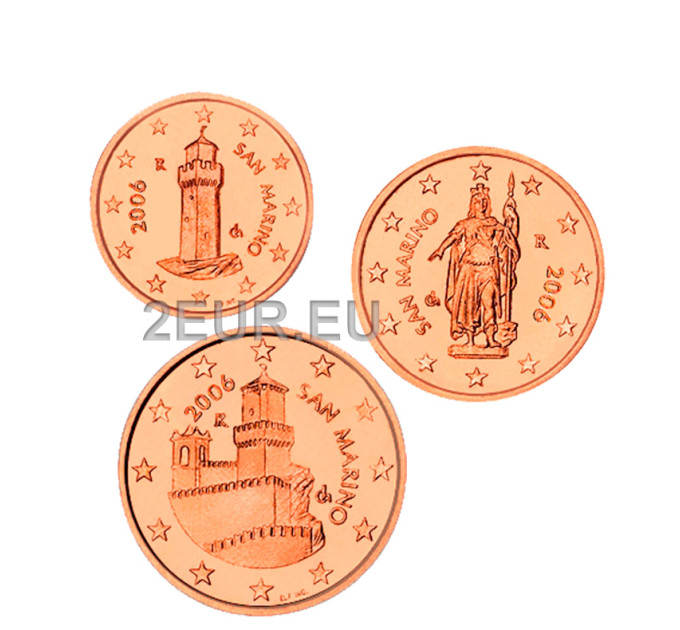 San Marino 1, 2, 5 cent UNC 2006