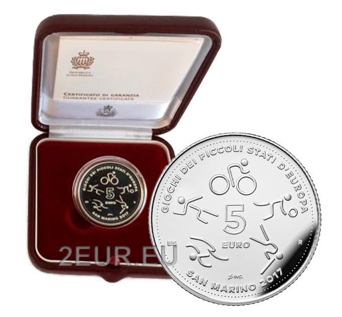 San Marino 5 euro proof 2017 - Games of the Small States of Europe in San Marino
