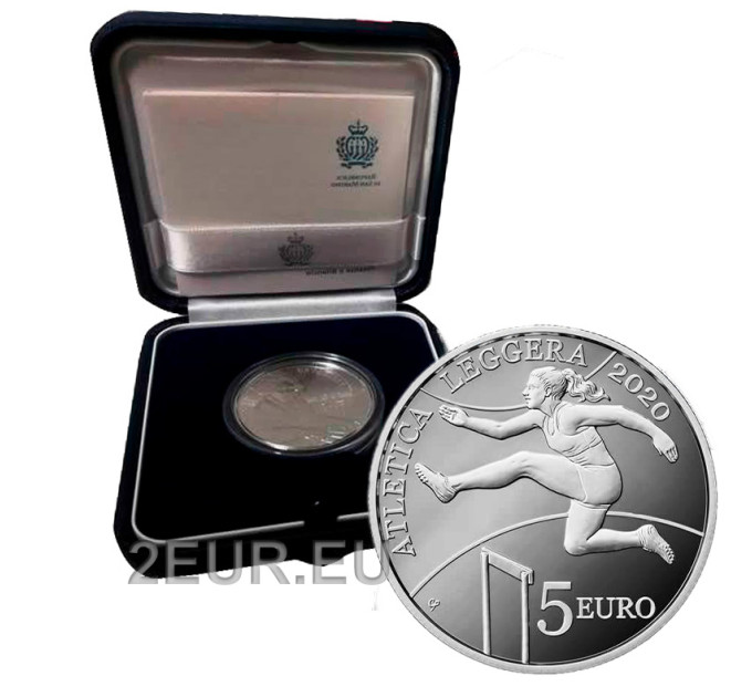 San Marino 5 euro proof 2020 - Athletics Games of the Small European States