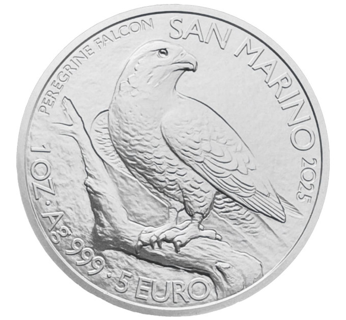 San Marino 5 euro BU 2025 - Peregrine Falcon