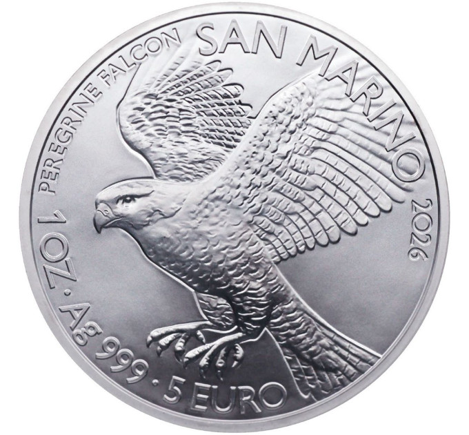 San Marino 5 euro BU 2026 - Peregrine Falcon