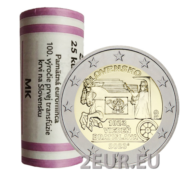 Slovakia 2 euro UNC roll 2023 - 200th anniversary of the opening of horse mail on the Vienna-Bratislava route