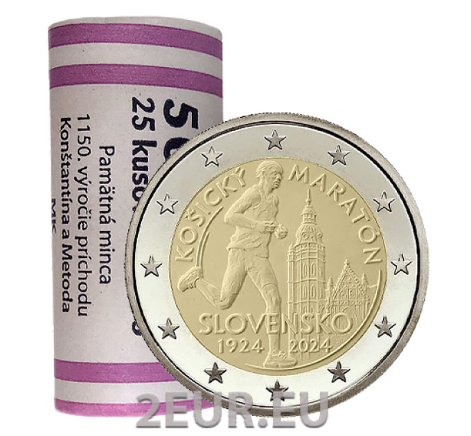 Slovakia 2 euro UNC roll 2024 - International Marathon in Kosice