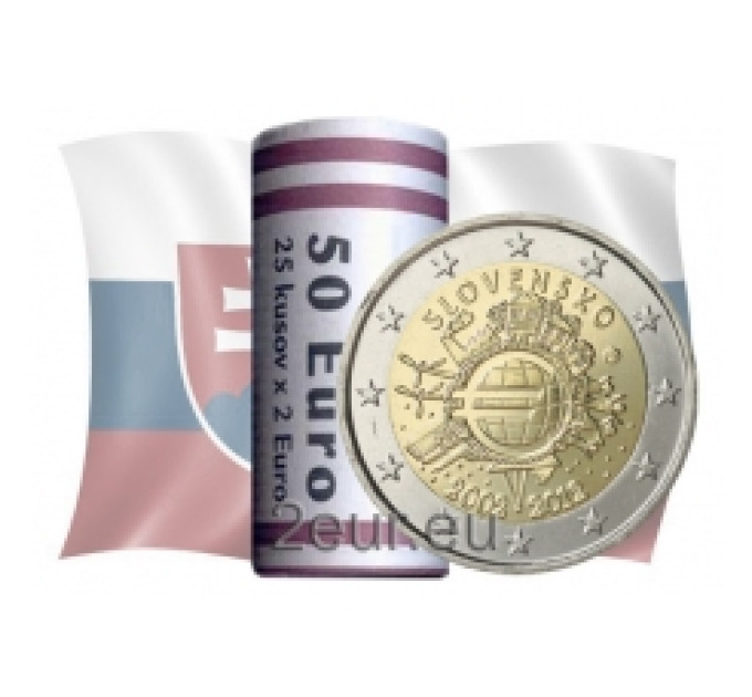 Slovakia 2 euro UNC roll 2012 - 10 Years of Euro