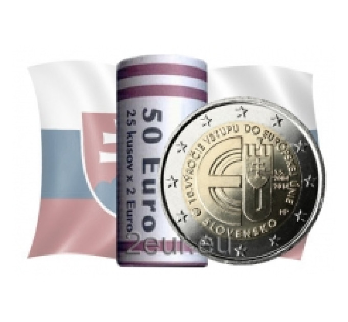 Slovakia 2 euro UNC roll 2014 -10 Years of Slovakian Membership in EU