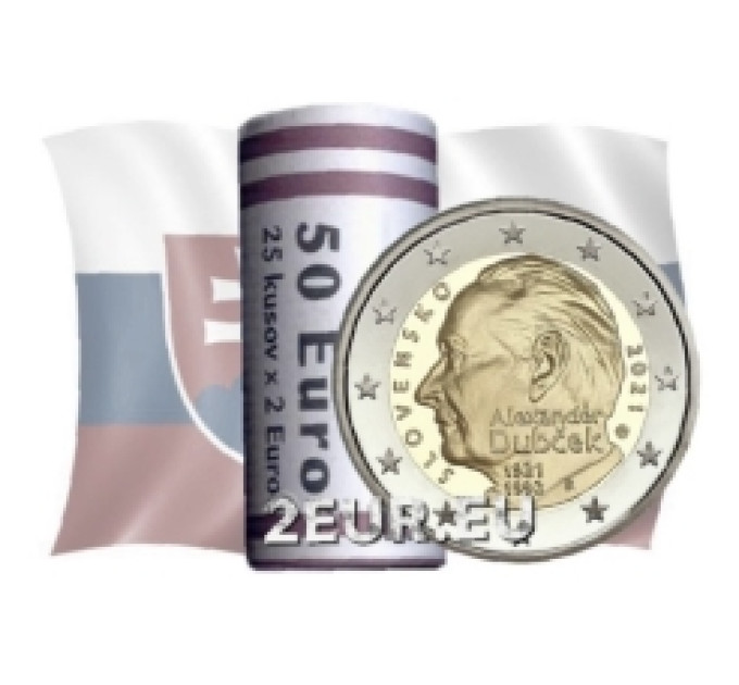 Slovakia 2 euro UNC roll 2021 - 100th anniversary of the birth of Alexander Dubchek