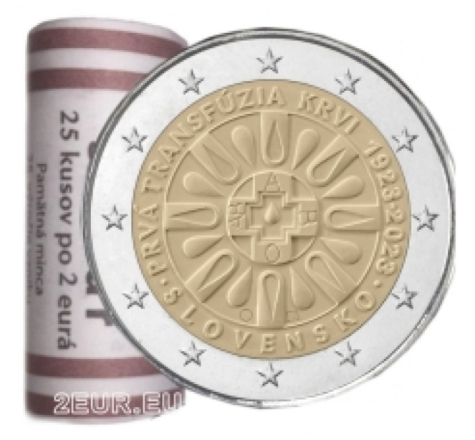 Slovakia 2 euro UNC roll 2023 - 100th anniversary of the first blood transfusion in Slovakia