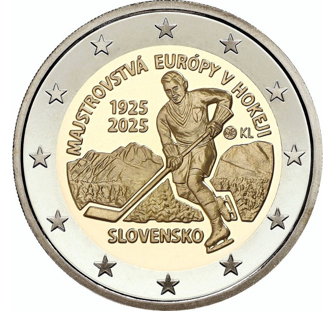 Slovakia 2 euro UNC roll 2025 - 100 years since the first European Ice Hockey Championship