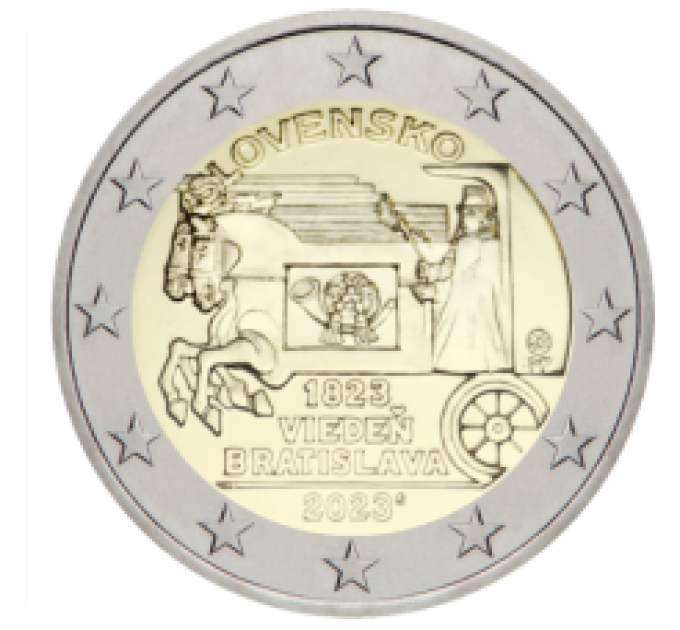 Slovakia 2 euro UNC 2023 - 200th anniversary of the opening of horse mail on the Vienna-Bratislava route