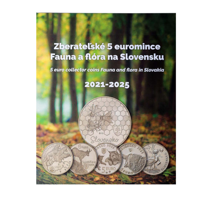 Slovakia 5 euro UNC 2021 - 2025 - Fauna and Flora in Slovakia + Album