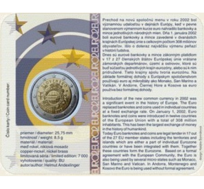 Slovakia 2 euro BU 2012 - 10 Years of Euro Cash