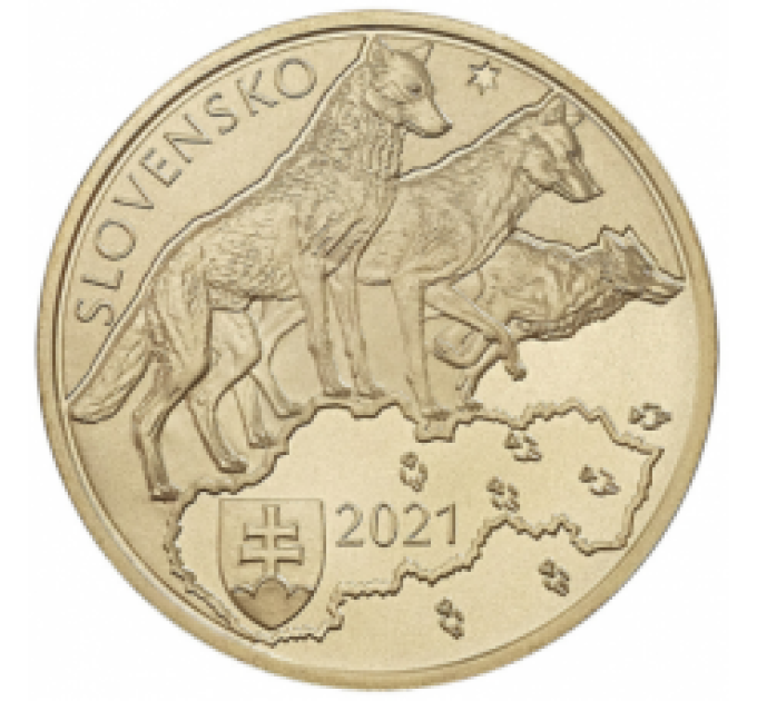 Slovakia 5 euro UNC 2021 - Fauna and Flora in Slovakia - Predatory wolf