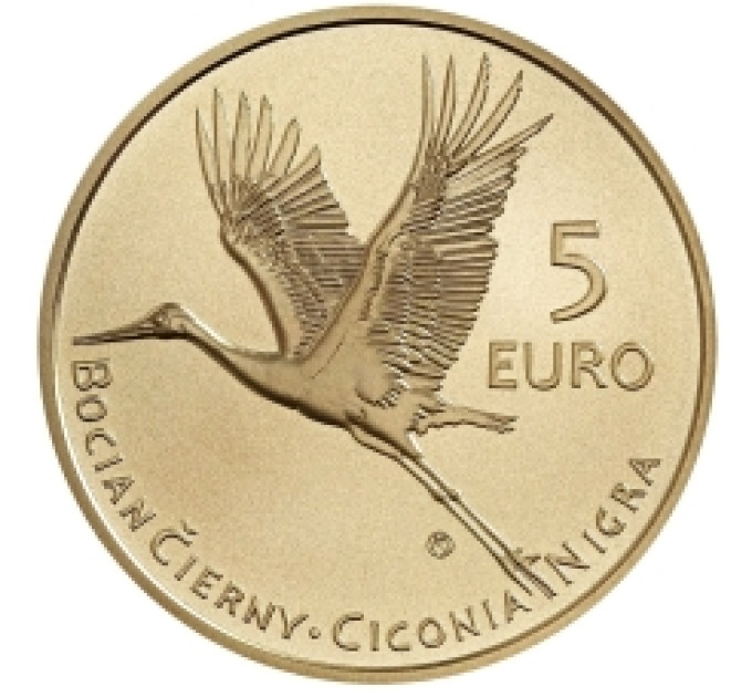 Slovakia 5 euro UNC 2023 - Fauna and Flora in Slovakia - Black stork