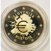 Sloveenia 2 eurot proof 2012 – 10 aastat euro sularaha
