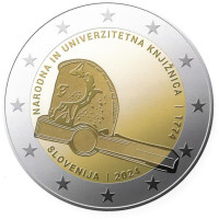 Sloveenia 2 eurot proof 2024 – Rahvus- ja ülikooliraamatukogu 250. aastapäev