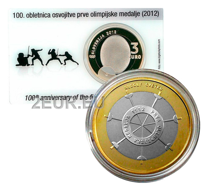 Slovenia 3 euro proof 2012 - 100th anniversary of the first Olympic medal