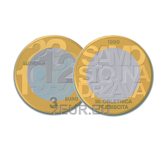 Slovenia 3 euro UNC 2020 - 30th Anniversary of the Plebiscite on the Independence of the Republic of Slovenia