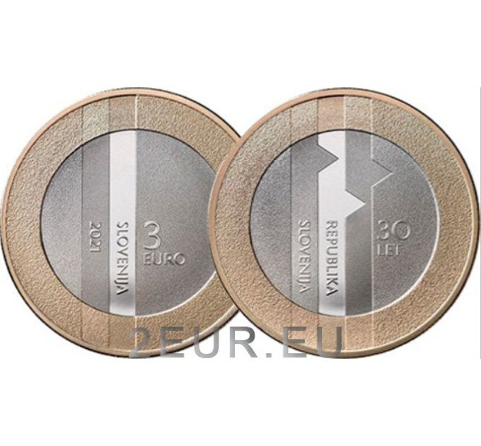 Slovenia 3 euro UNC 2021 - 30th anniversary of the Republic of Slovenia