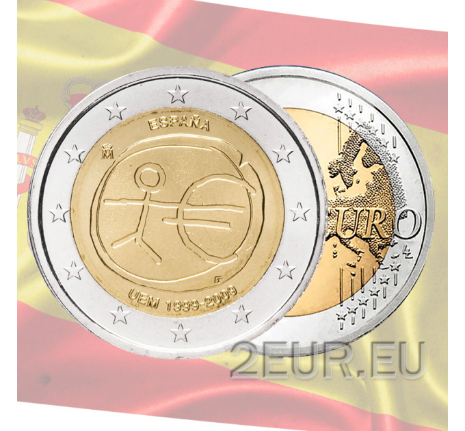 Spain 2 euro UNC 2009 - 10 Years Euro - WWU - UEM