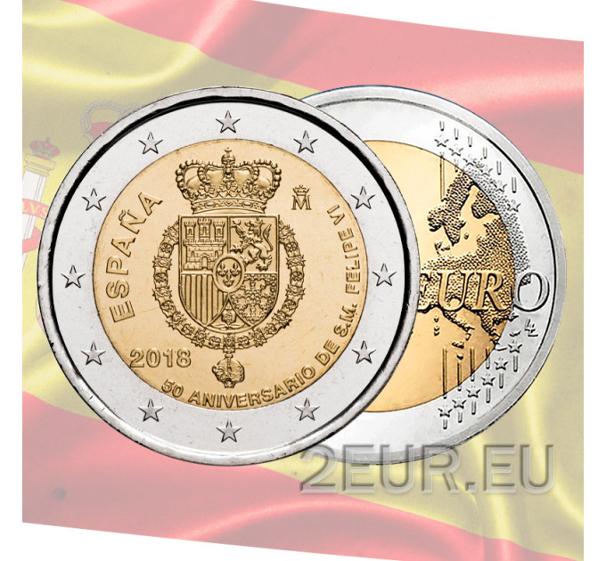 Spain 2 euro UNC 2018 - 50th Birthday of Felipe VI of Spain