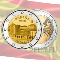 Hispaania 2 eurot UNC 2023 – UNESCO maailmapärandi nimistus – Cácerese vanalinn