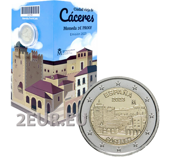 Spain 2 euro proof 2023 - UNESCO World Heritage Site - Old Town of Cáceres
