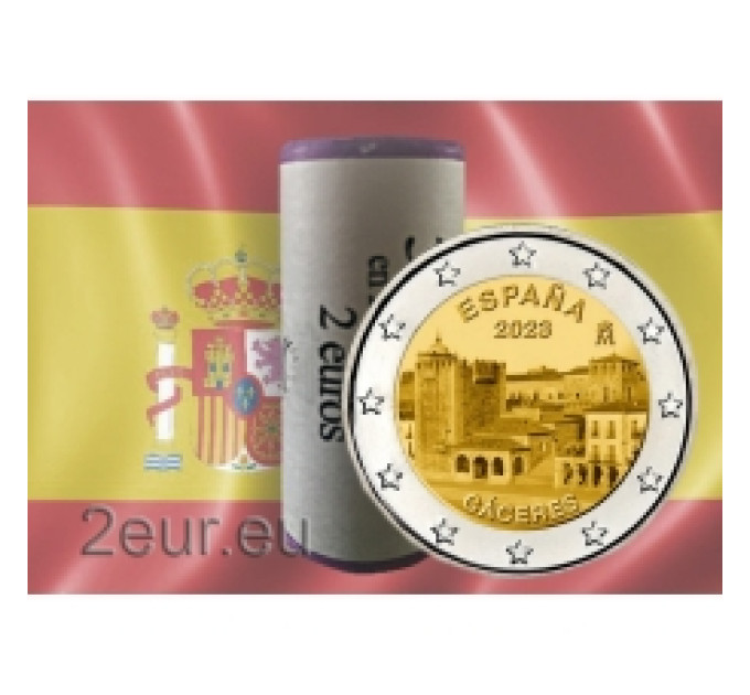 Spain 2 euro roll 2023 - UNESCO World Heritage Site - Old Town of Cáceres