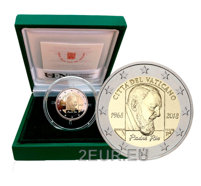 Vatican 2 euro proof 2018 - 50th Anniversary of the Death of Padre Pio