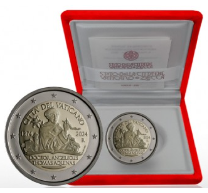 Vatican 2 euro proof 2024 - 750th Anniversary of the Death of Saint Thomas Aquinas