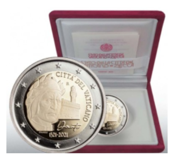 Vatican 2 euro proof 2021 - 700th Anniversary of the Death of Dante Alighieri