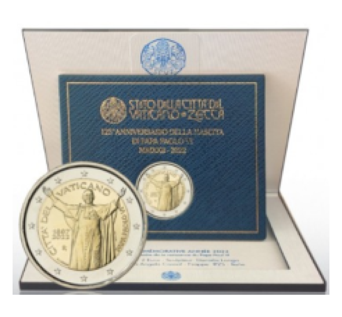 Vatican 2 euro BU 2022 - 125th Anniversary of the birth of Pope Paul VI