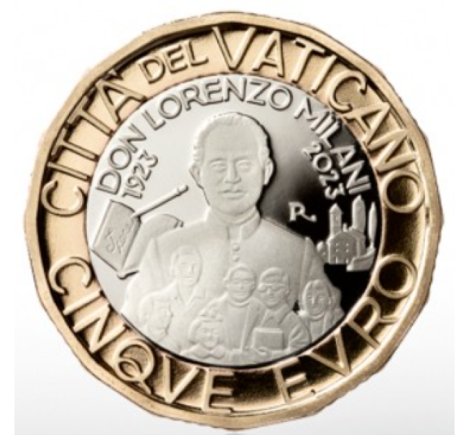 Vatican 5 euro proof 2023 - 100 years since the birth of Don Lorenzo Milani