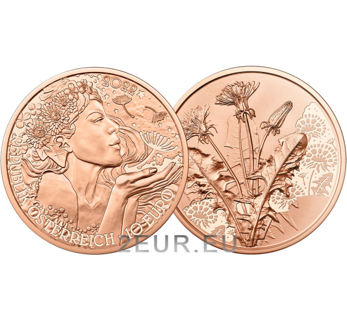 Austria 10 euro coin 2022 - Dandelion