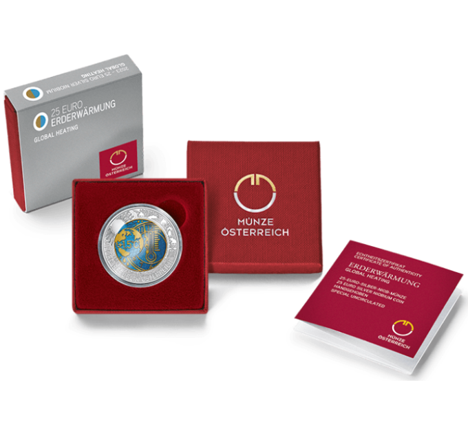 Austria 25 euro Silver Niobium Coin 2023 - GLOBAL HEATING