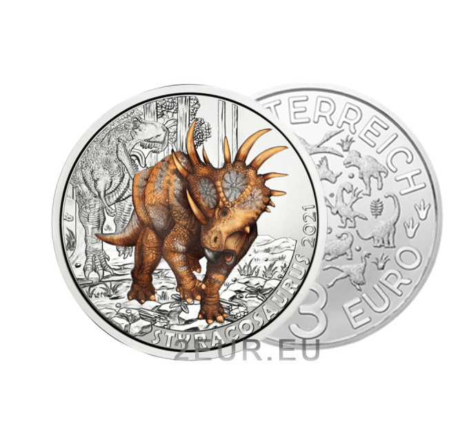 Austria 3 euro coin 2021-3 - Styracosaurus albertensis