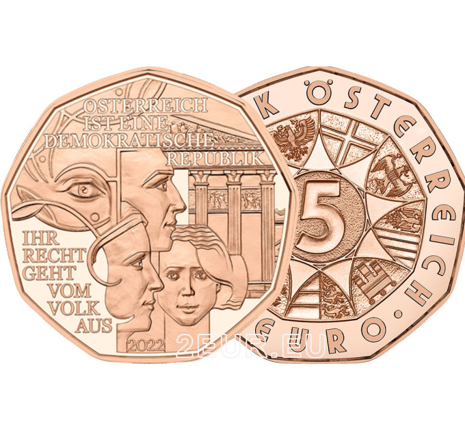 Austria 5 euro coin 2022 - DEMOCRACY