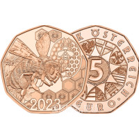 Austria 5-eurone münt 2023 – Waggle Dance – mesilased