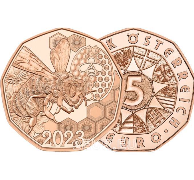 Austria 5 euro coin 2023 - The Waggle Dance - Bees