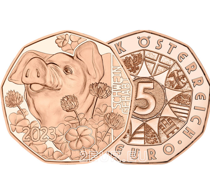 Austria 5 euro coin 2023 - NEW YEAR COIN 2023 - PIG