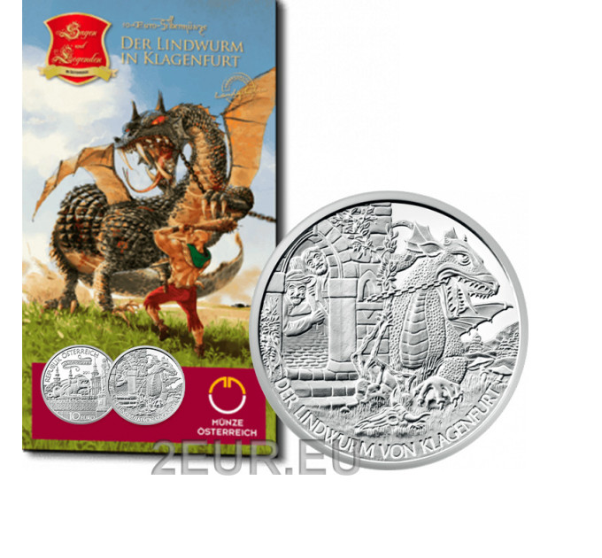 Austria 10 euro Silver coin 2011 - The lindwurm in Klagenfurt