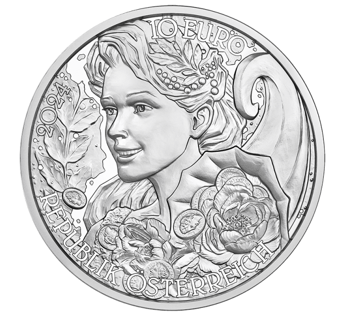Austria 10 euro Silver coin 2024 - Peony