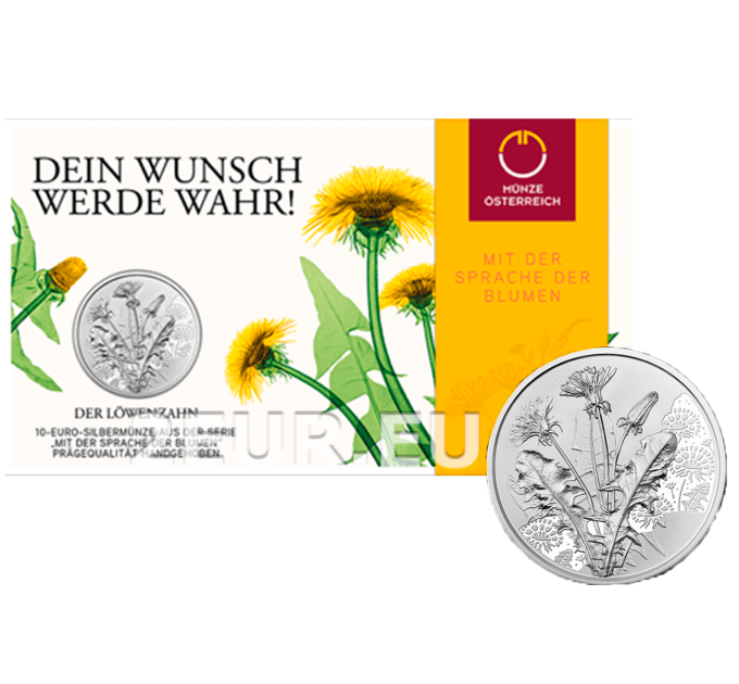 Austria 10 euro Silver coin 2022 - THE DANDELION