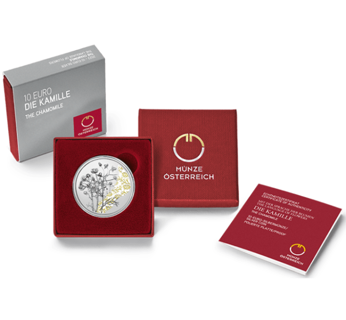 Austria 10 euro Silver coin Proof 2023 - THE CHAMOMILE