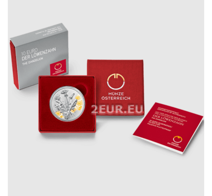 Austria 10 euro Silver coin Proof 2022 - THE DANDELION
