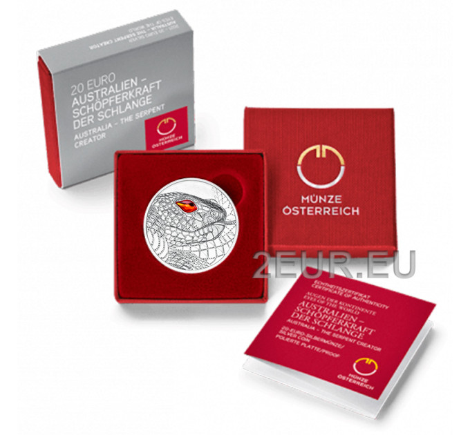 Austria 20 euro Silver coin 2021 - Eyes of the World - Australia - The Serpent Creator