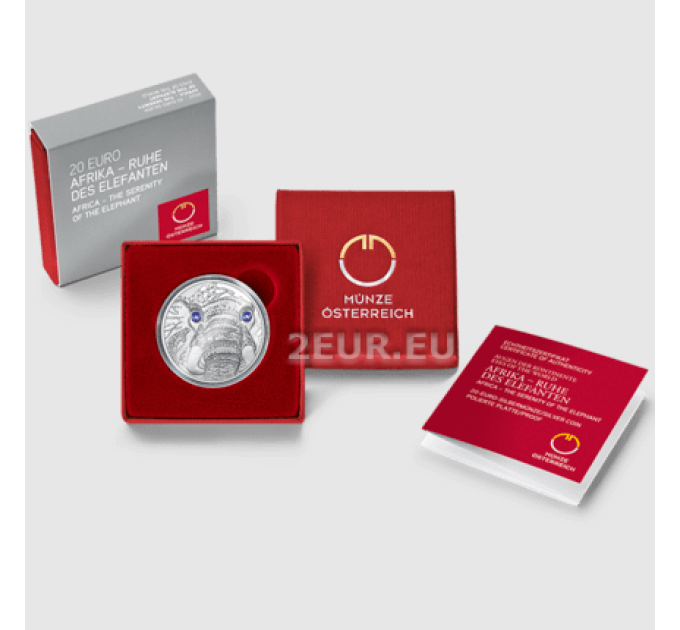 Austria 20 euro Silver coin 2022 – Eyes of the World - Africa - Serenity of the Elephant
